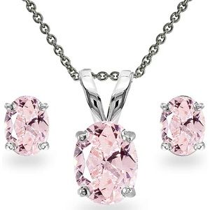 Pink Morganite Earrings and Pendant Necklace